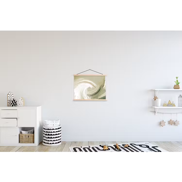 Abstract - Penseelstreken - Golven - Groen textielposter latten blank klein -kinderkamer