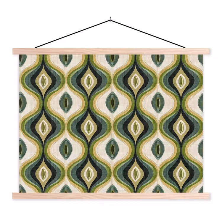 Abstract - Ritmisch - Groen textielposter latten blank klein 122 -3d
