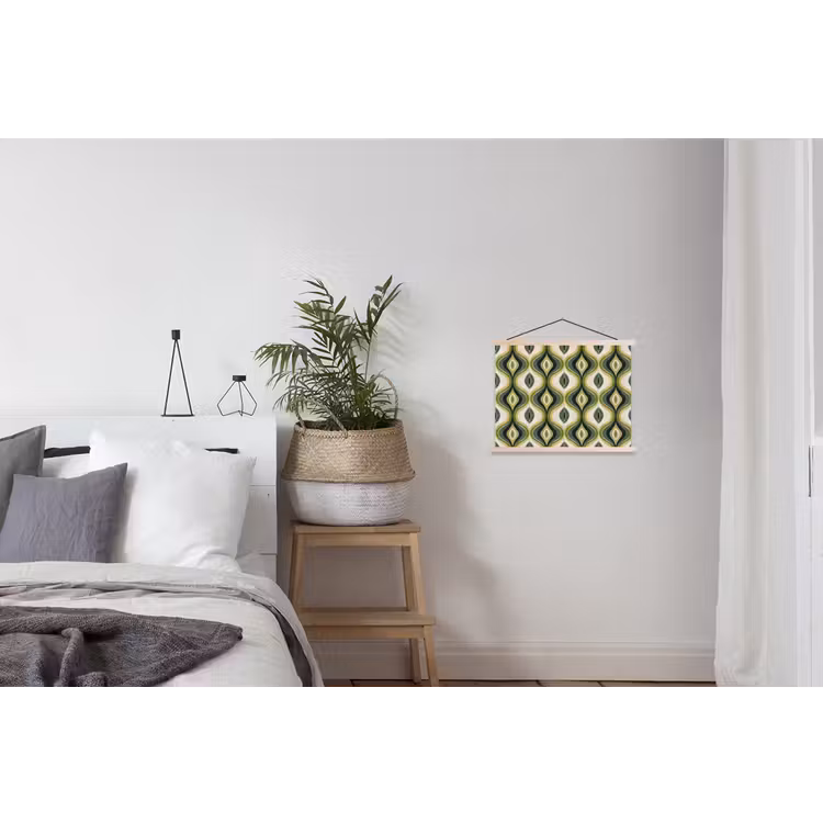 Abstract - Ritmisch - Groen textielposter latten blank klein 122 -woonkamer