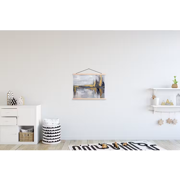 Abstract - Structuur - Goud - Grijs - Modern textielposter latten blank klein -kinderkamer