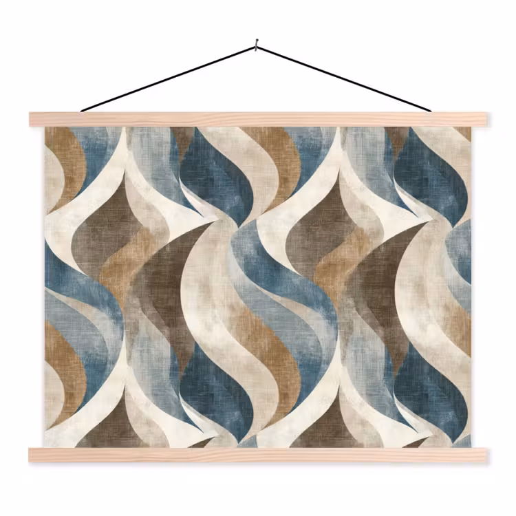 Abstract - Golven - Kleurrijk textielposter latten blank klein 122 -3d