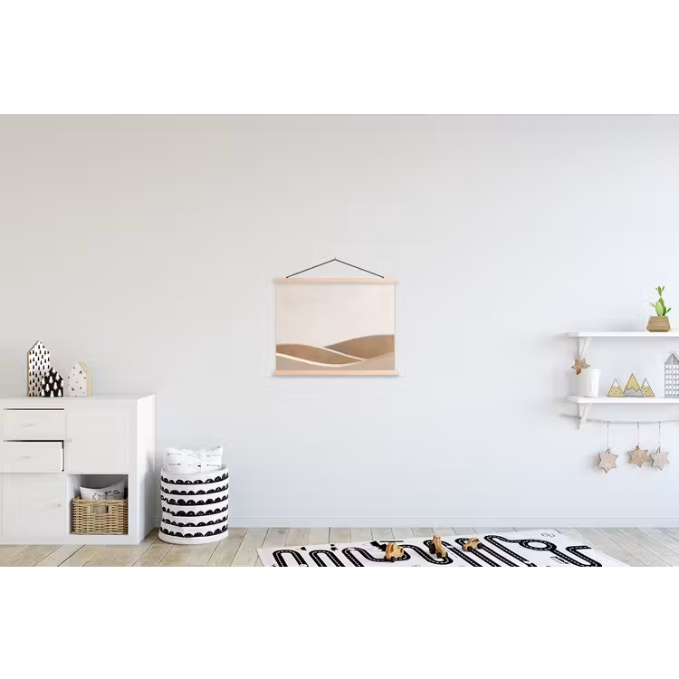 Abstract - Golven - Modern - Beige textielposter latten blank klein -kinderkamer