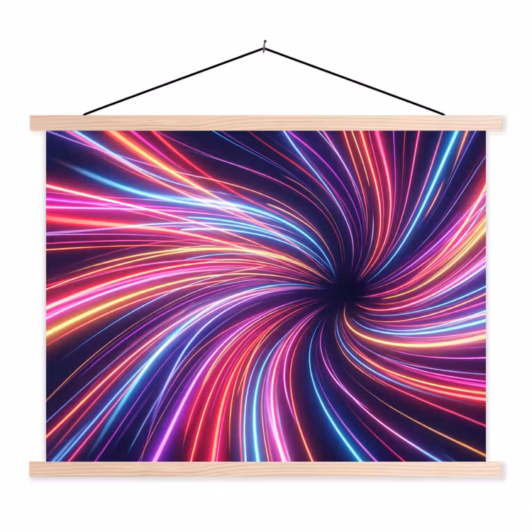 Abstract - Swirl - Futuristic - Neon textielposter latten blank klein -3d