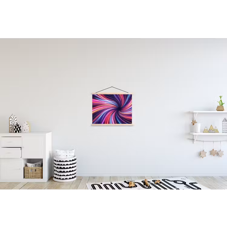 Abstract - Swirl - Futuristic - Neon textielposter latten blank klein -kinderkamer
