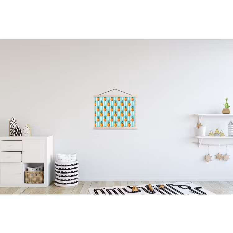 Ananas - Strepen - Groen textielposter latten blank klein 122 -kinderkamer