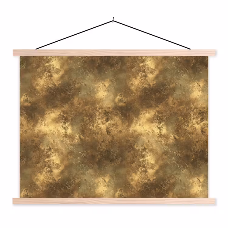 Antiek - Metaallook - Goud textielposter latten blank klein 122 -3d