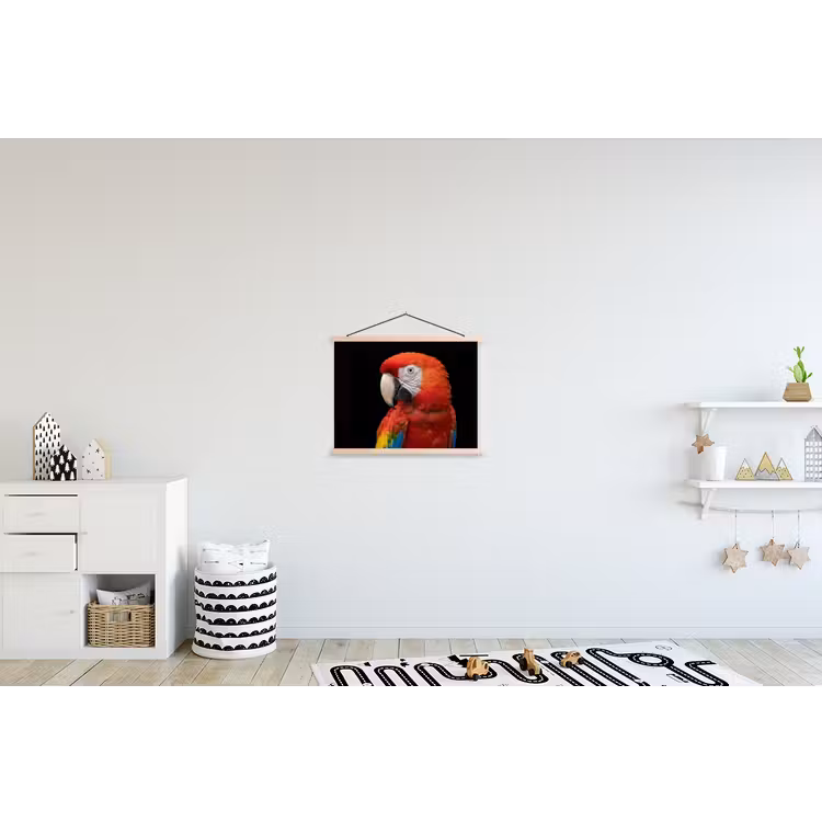 Ara - Portret - Rood textielposter latten blank klein -kinderkamer