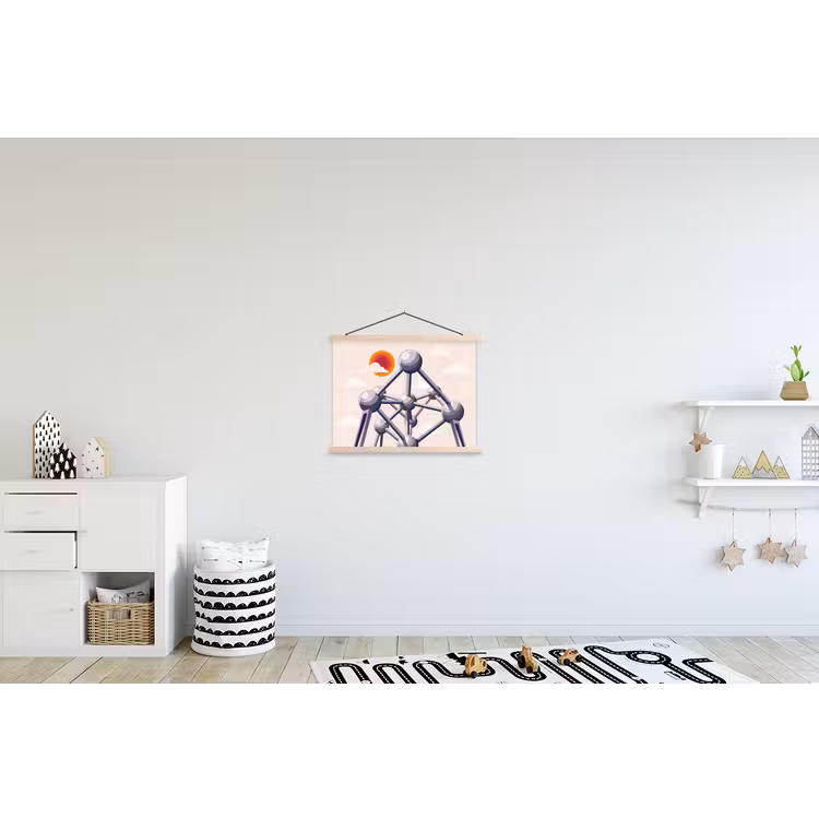 Architectuur - Geometrie - Stad - Modern - Grijs textielposter latten blank klein -kinderkamer