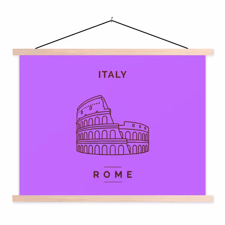 Architectuur - Colosseum - Rome - Minimalistisch - Paars textielposter latten blank klein -3d