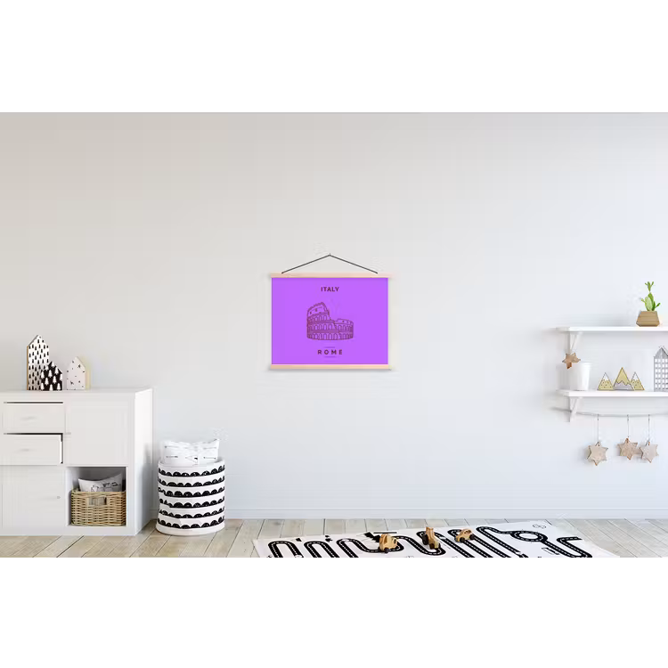 Architectuur - Colosseum - Rome - Minimalistisch - Paars textielposter latten blank klein -kinderkamer