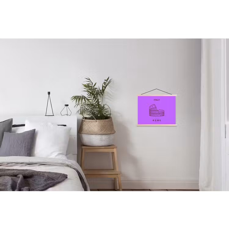 Architectuur - Colosseum - Rome - Minimalistisch - Paars textielposter latten blank klein -woonkamer