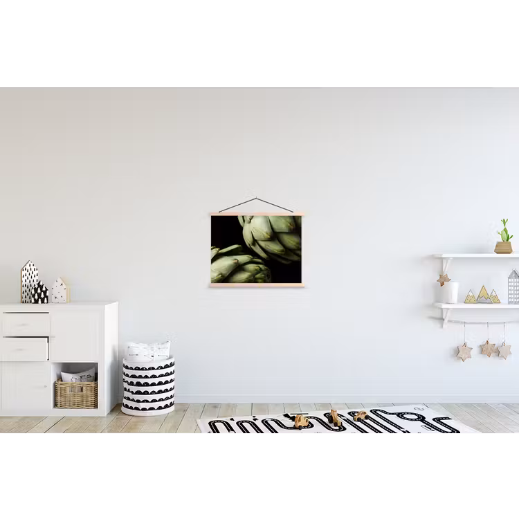 Stoffbild - Artischocke – Grün – Essen - Artisjok - Groen - Eten textielposter latten blank klein