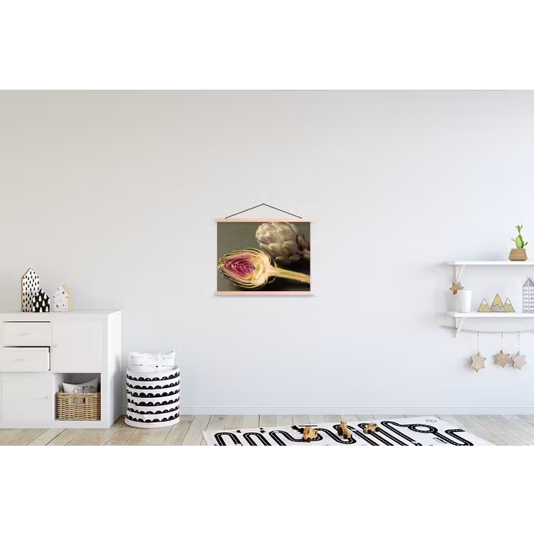 Stoffbild - Artischocke – Violett – Lebensmittel - Artisjok - Paars - Voedsel textielposter latten blank klein