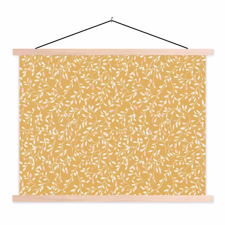 Takjes - Patroon - Oker textielposter latten blank klein 122 -3d