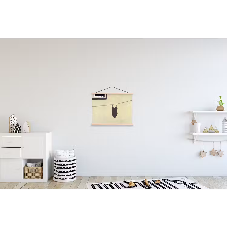 Badpak - Schaduw - Muur - Zomer - Minimalistisch textielposter latten blank klein -kinderkamer