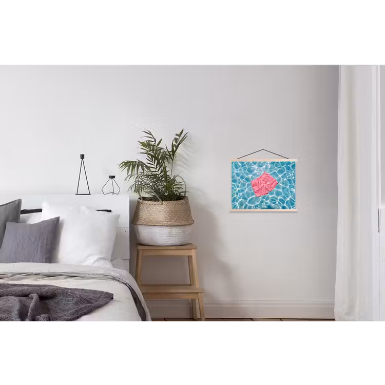 Zwemkleding - Gestreept - Water - Zomer - Rood-wit textielposter latten blank klein -woonkamer