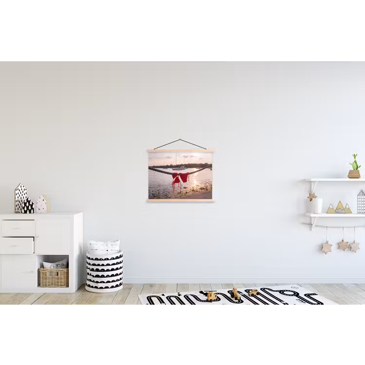 Badkleding - Rood - Zomer - Water - Zonsondergang textielposter latten blank klein -kinderkamer