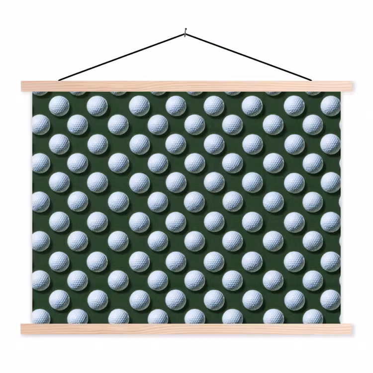 Ballen - Golf - Groen textielposter latten blank klein 122 -3d