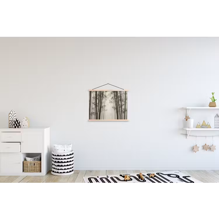 Bamboe - Bos - Mist - Natuur textielposter latten blank klein -kinderkamer