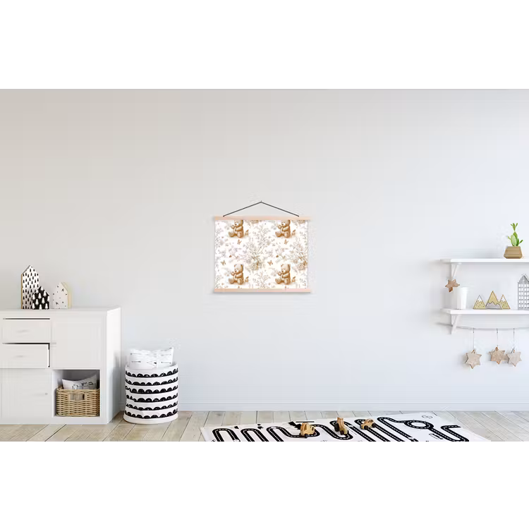 Beer - Tijdloos - Bruin textielposter latten blank klein 122 -kinderkamer