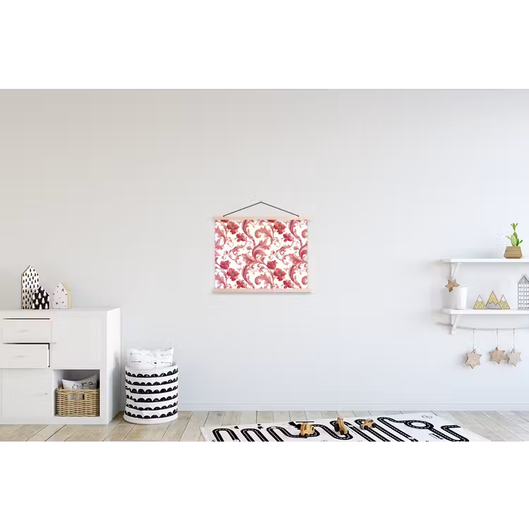 Barok - Patroon - Rood textielposter latten blank klein 122 -kinderkamer