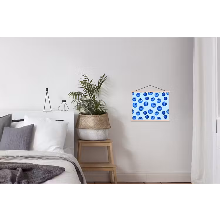 Bessen - Modern - Blauw textielposter latten blank klein 122 -woonkamer