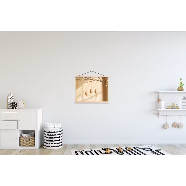 Beige - Paastak - Eieren textielposter latten blank klein -kinderkamer