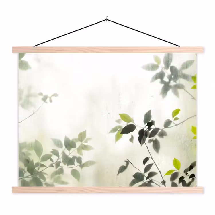 Blad - Schaduw - Natuur - Abstract - Groen textielposter latten blank klein -3d