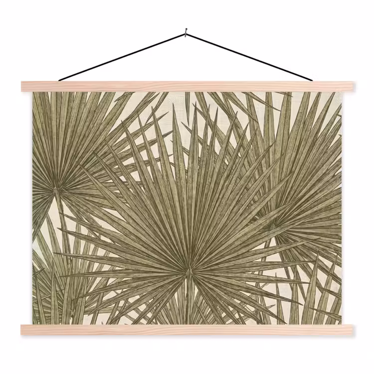 Blad - Tropisch - Patroon - Natuur - Groen textielposter latten blank klein -3d