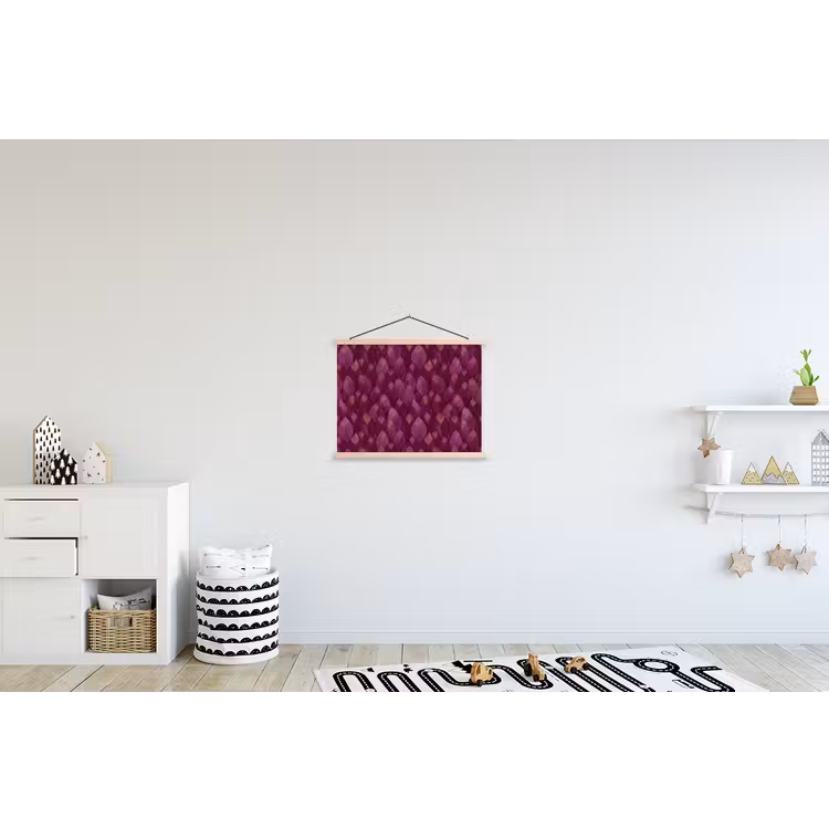 Bladeren - Patroon - Burgundy textielposter latten blank klein 122 -kinderkamer