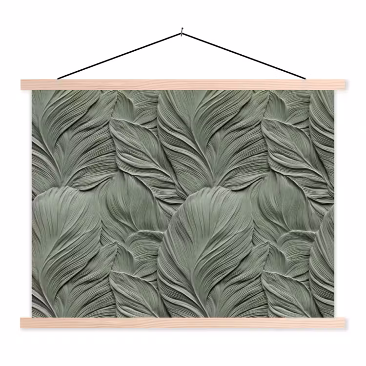 Bladeren - Textuur - Groen textielposter latten blank klein 122 -3d