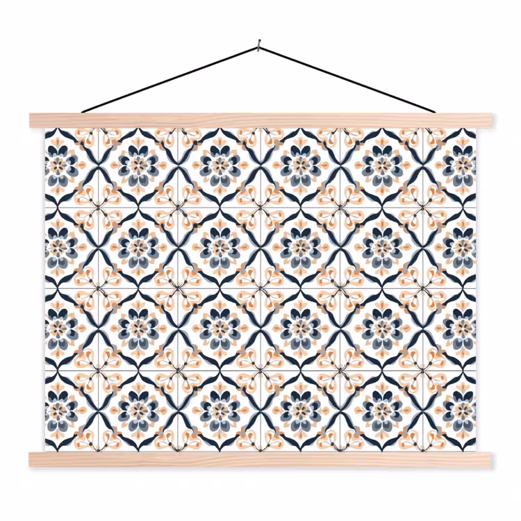 Bladvorm - Patroon - Kleurrijk textielposter latten blank klein 122 -3d