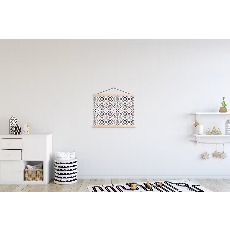 Bladvorm - Patroon - Kleurrijk textielposter latten blank klein 122 -kinderkamer