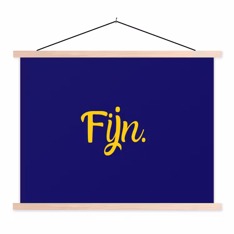 Blauw - Geel - Fijn textielposter latten blank klein -3d