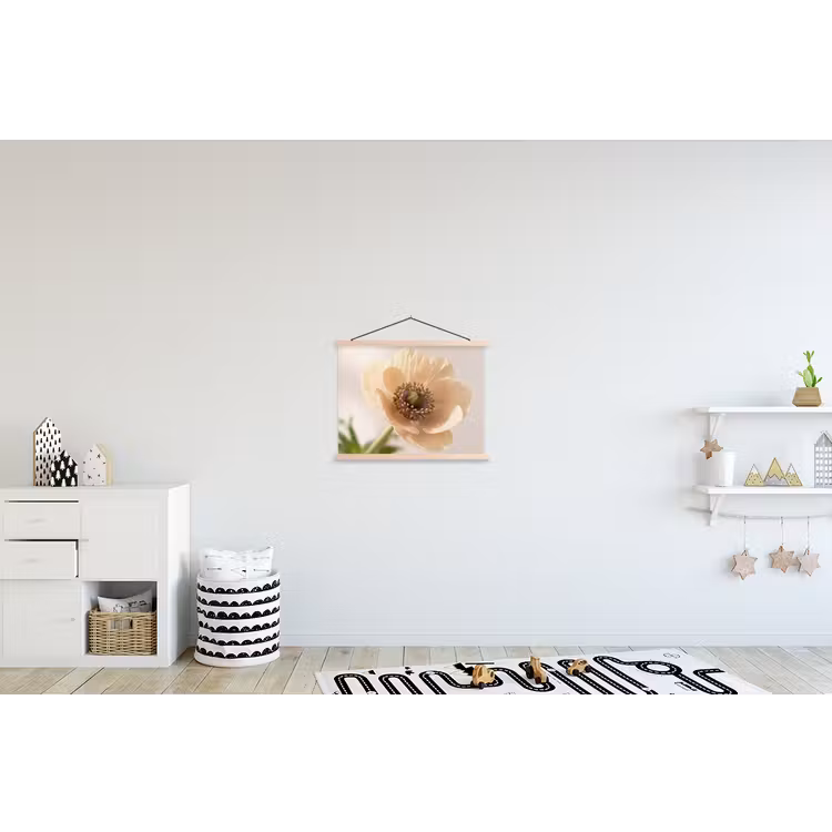 Bloem - Minimalistisch - Groen textielposter latten blank klein -kinderkamer