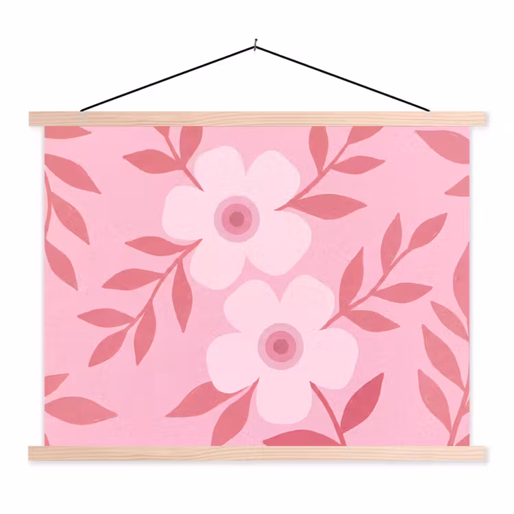 Bloemen - Abstract - Modern - Roze - Natuur textielposter latten blank klein -3d