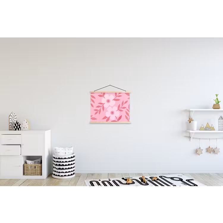 Bloemen - Abstract - Modern - Roze - Natuur textielposter latten blank klein -kinderkamer