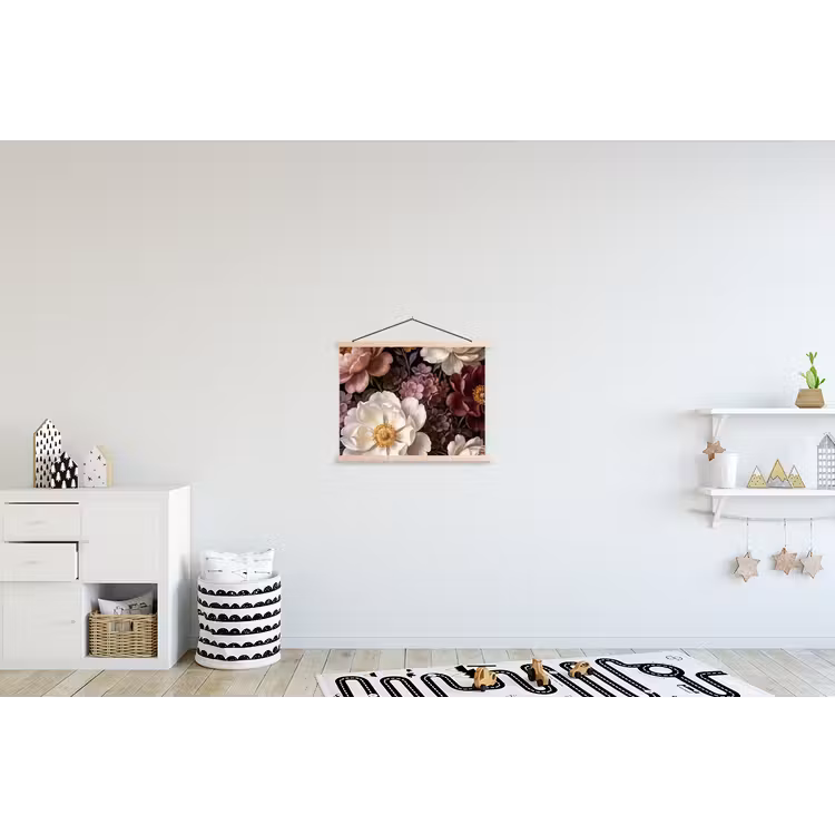 Bloemen - Boeket - Klassiek - Donker - Rood textielposter latten blank klein -kinderkamer