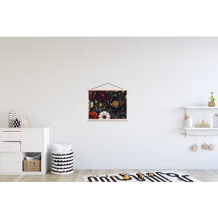 Bloemen - Boeket - Natuur - Klassiek - Weelderig textielposter latten blank klein -kinderkamer