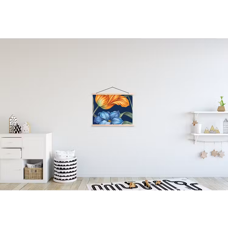 Stoffbild - Blumen – Botanik – Muster - Bloemen - Botanisch - Patroon textielposter latten blank klein
