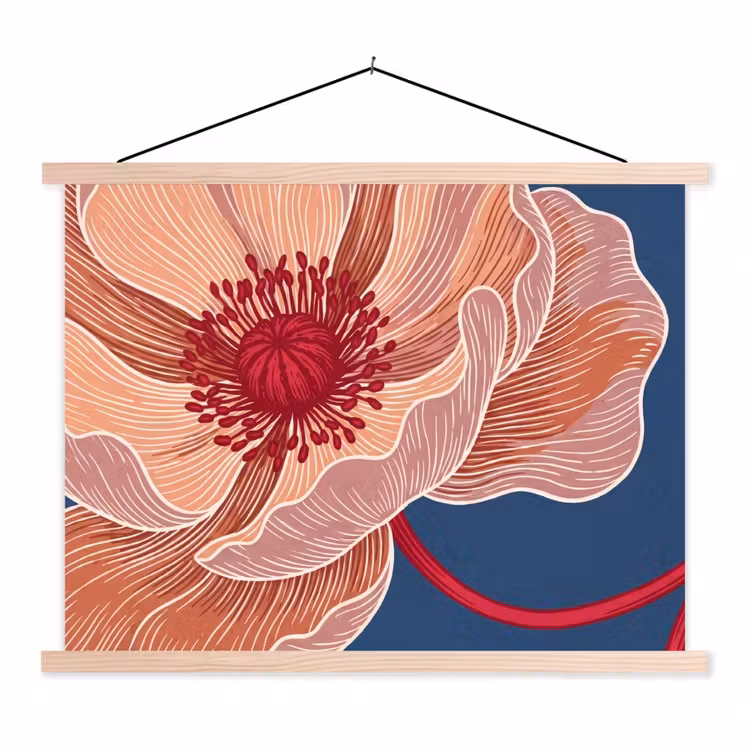Stoffbild - Blumen – Modern – Abstrakt - Bloemen - Modern - Abstract textielposter latten blank klein