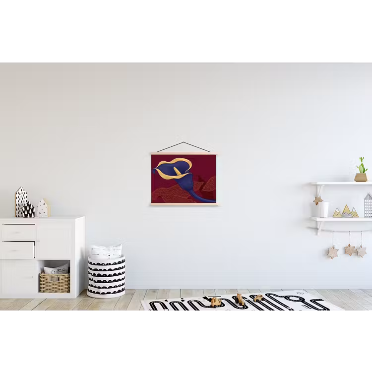 Stoffbild - Blumen – Modern – Lila - Bloemen - Modern - Paars textielposter latten blank klein