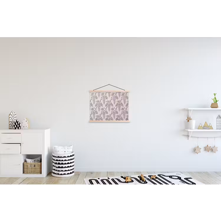 Bloemen - Mozaïek - Natuur - Patroon - Paars textielposter latten blank klein -kinderkamer