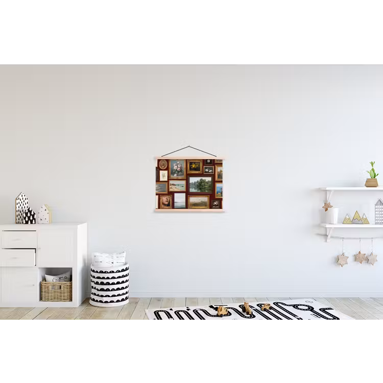 Bloemen - Vaas - Klassiek - Kunst - Rood textielposter latten blank klein -kinderkamer