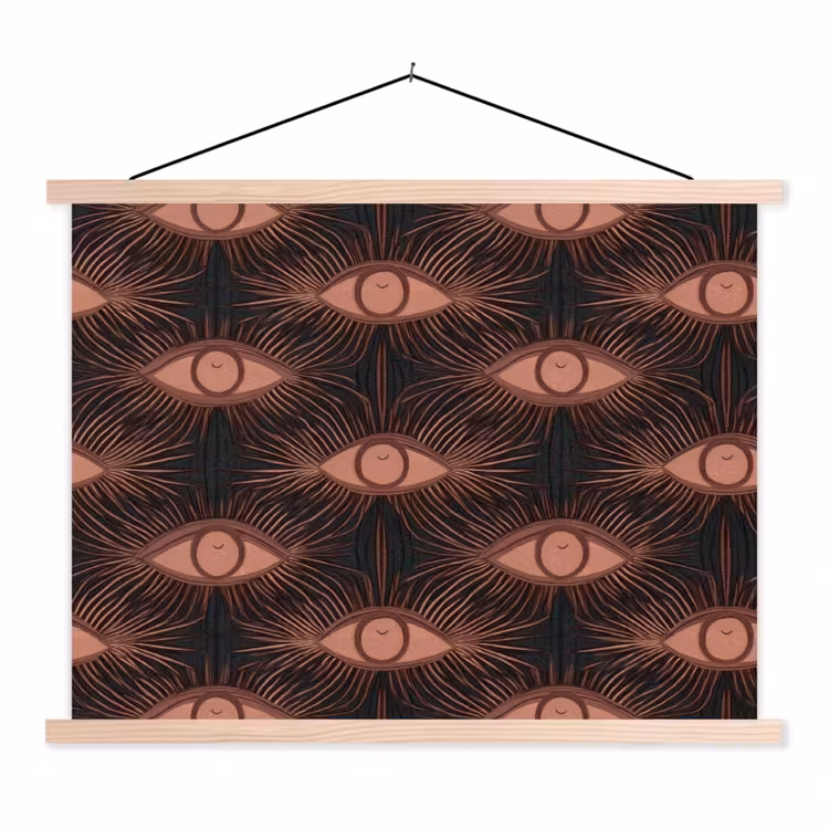 Boheems - Oog - Bruin textielposter latten blank klein 122 -3d