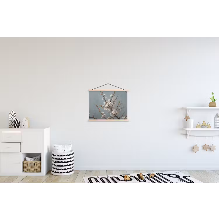 Botanisch - Stilleven - Blauw textielposter latten blank klein -kinderkamer