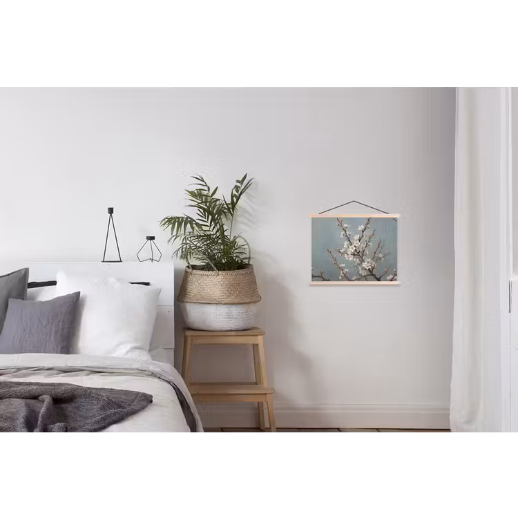 Botanisch - Stilleven - Blauw textielposter latten blank klein -woonkamer