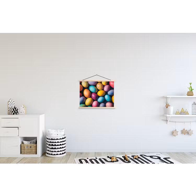 Kleurrijk - Paaseitjes - Spetters textielposter latten blank klein -kinderkamer