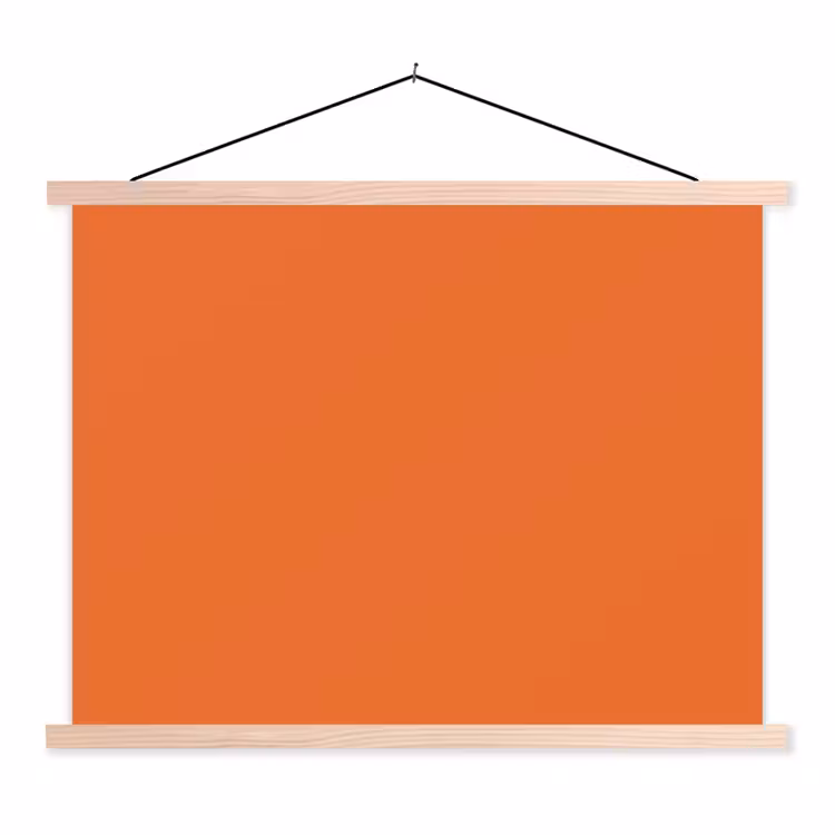 Burnt - Sienna - Oranje textielposter latten blank klein 122 -3d