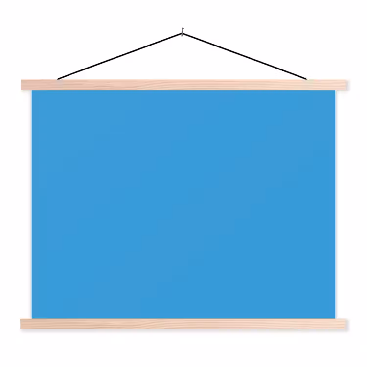 Cerulean - Breeze - Blauw textielposter latten blank klein 122 -3d